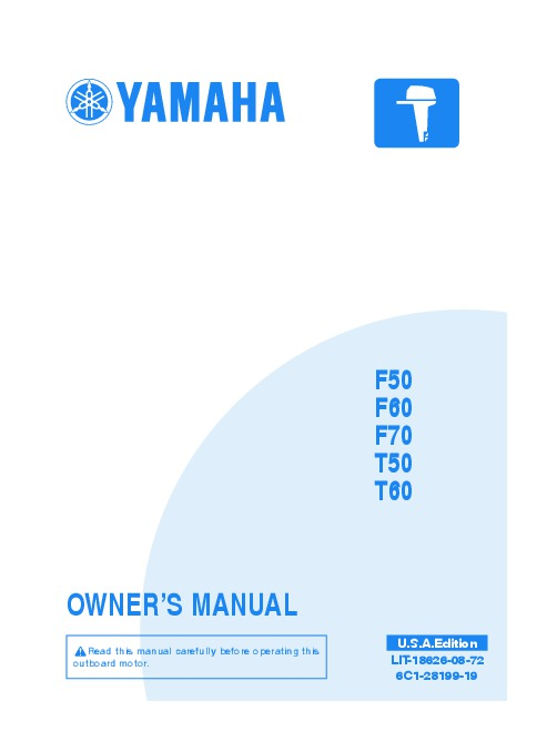 2008 Yamaha Outboard F50 F60 F70 T50 T60 Boat Owners Manual 