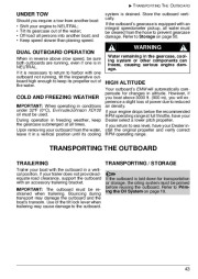 2009 Evinrude 40 50 60 hp E-TEC RT TL SL Outboard Boat Motor Owners Manual, 2009 page 46