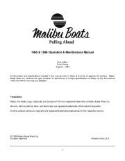 Malibu Boats Operation and Maintenance Manual, 1993,1994,1995,1996 page 3